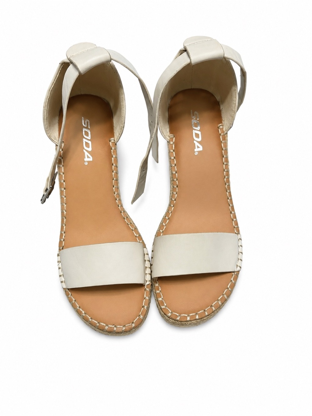 SODA Women's Cream Ankle-Strap Sandals
